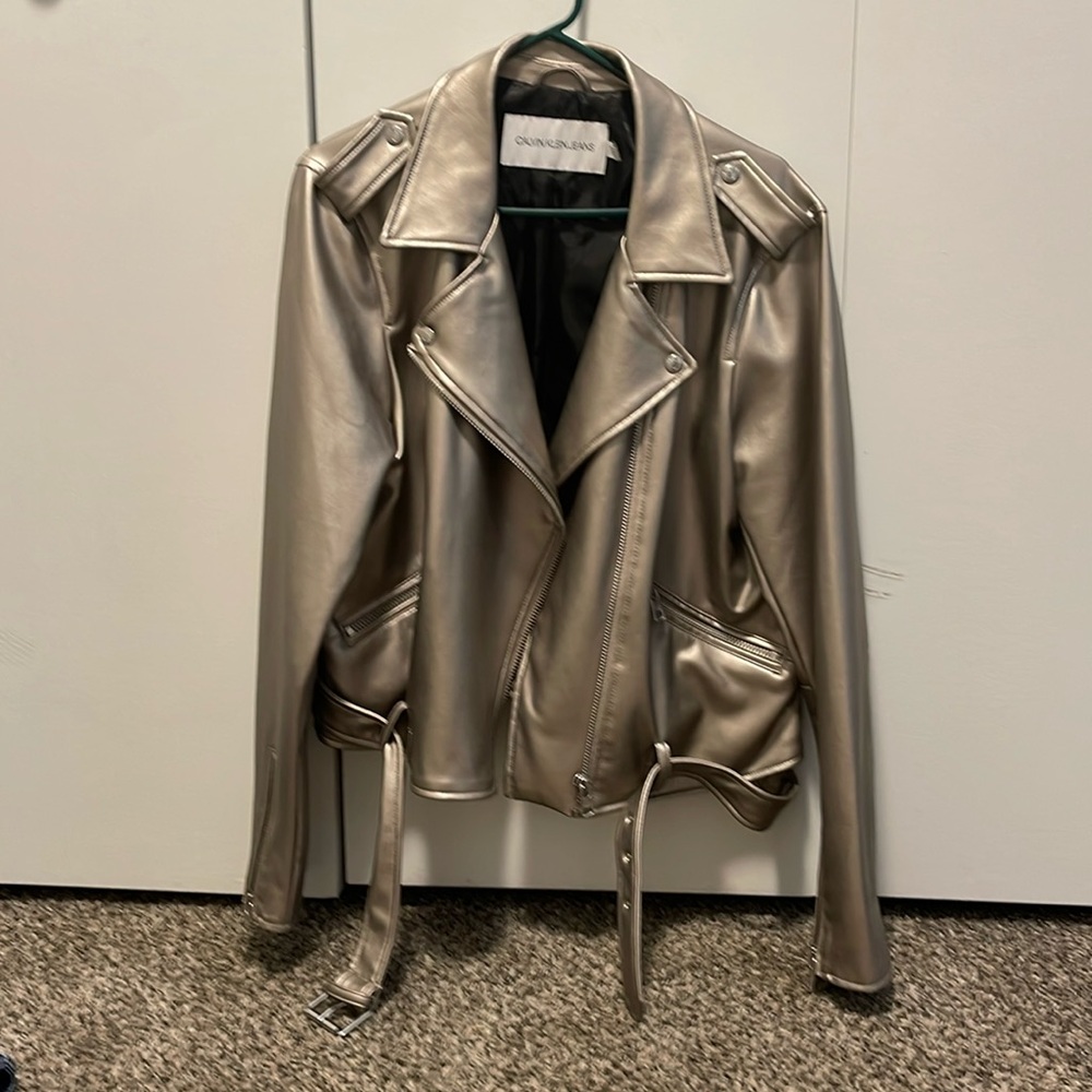 Calvin Klein Jeans feaux leather jacket in pewter